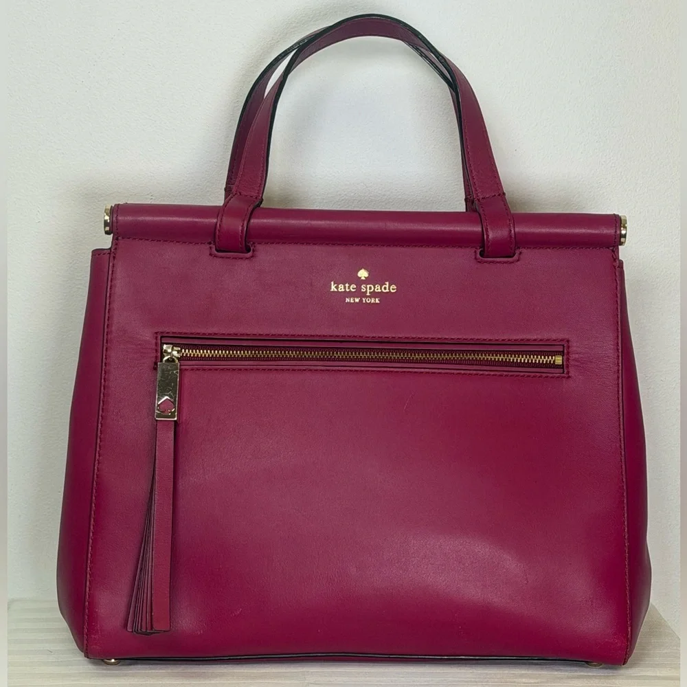 Kate Spade New York | Small ‘Cherise’ Royal Place Satchel Red Plum Leather